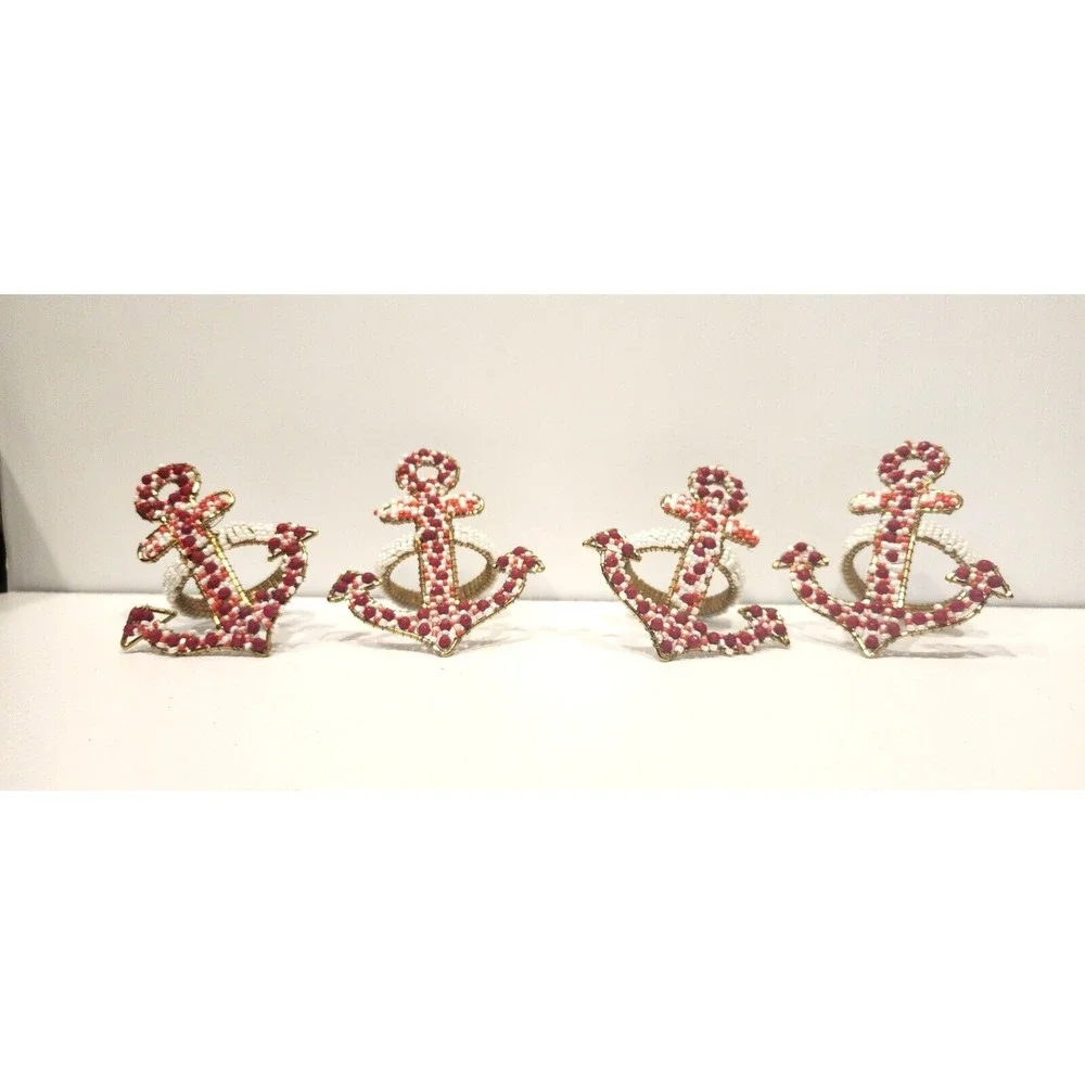 Beaded Anchor Napkin Rings   3.5